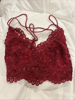Free People Lace Bandeau Bralette in Wine